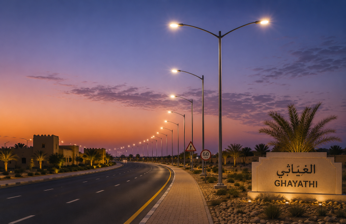 Street Lighting project in Madinat Zayed - Ghayathi Road (E13)